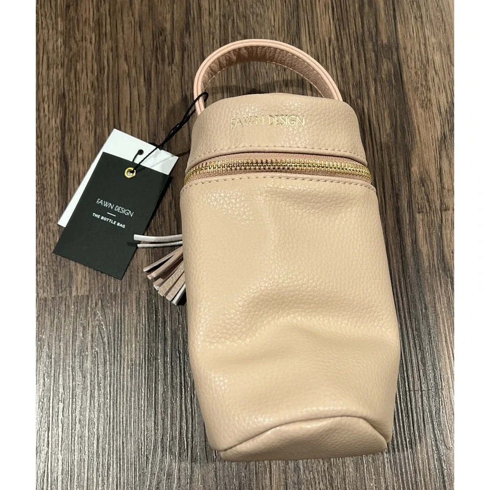 Fawn Design Vegan Leather Bottle Bag Keeps Bottles Warm Or Cold Blush